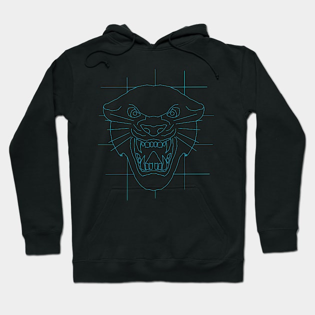 Panther head face drawing in blue Hoodie by Namwuob